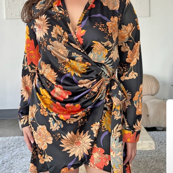 Plus Size Dress 1XL 2XL Fall  Long Sleeve Wrap Dress All Occasions Wedding - Picture 3 of 11